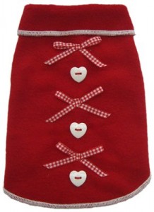 I See Spot's Dog Pet Fleece Pullover, Sweater, Red Fleece with Bows and Heart Buttons, Medium, Red