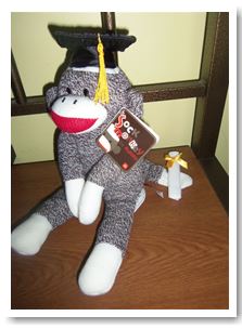 Graduation Sock Monkey 12″ by Aurora