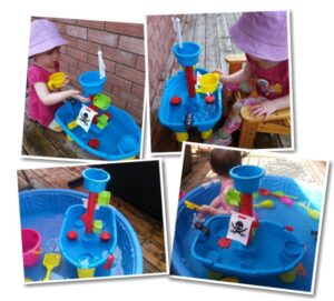 sand and water table pirate ship