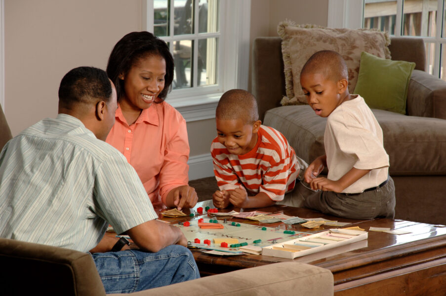 Family playing game