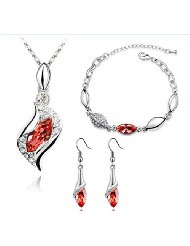 RuSong Fashion Jewelry Set with Necklace Earrings Bracelet Crystal Element Type 