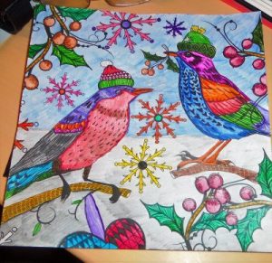 Christmas themed adult colouring book