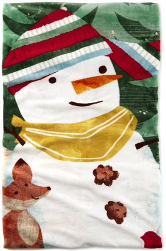 Smiling Snowman Flannel Throw Blanket