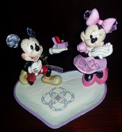 Disney Traditions Jim Shore Mickey & Minnie Mouse Proposing Ring Dish Figurine