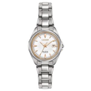 Citizen Women's Eco-Drive Silver-Tone Titanium Bracelet Watch 28mm EW2410-54A 