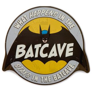 Batcave Embossed Metal Sign