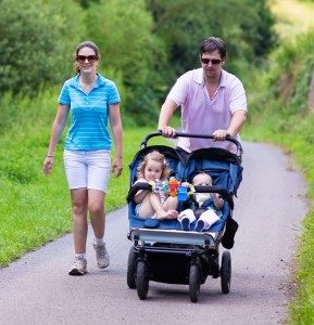 Parents with double stroller