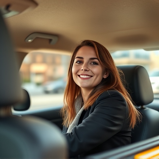 woman in taxi