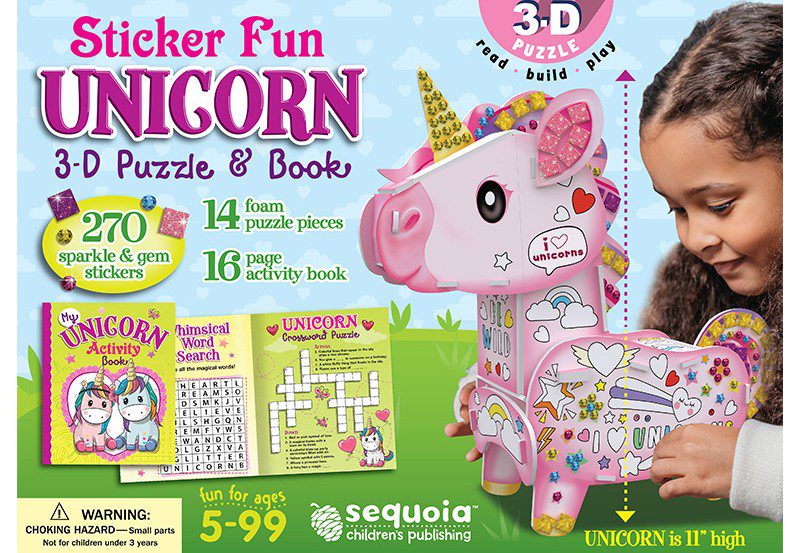 Sticker Fun Unicorn 3-D Puzzle and Book