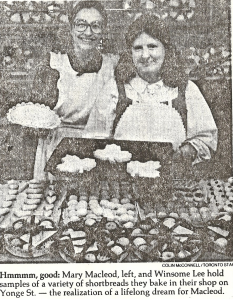 Toronto Sun image of Mary Macleod when she first opened her doors