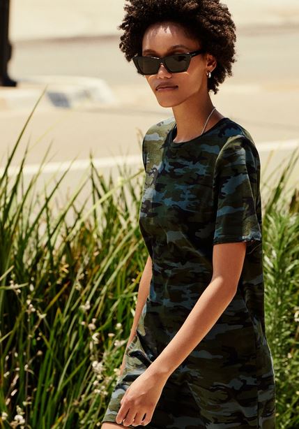 Replay T-Shirt Dress Earth Camo