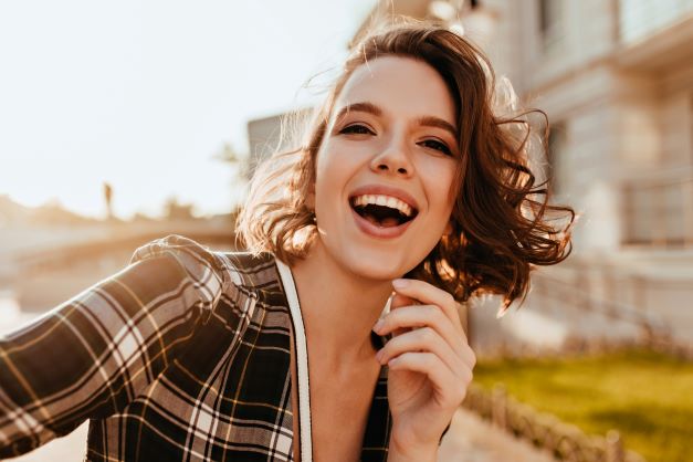 woman laughing