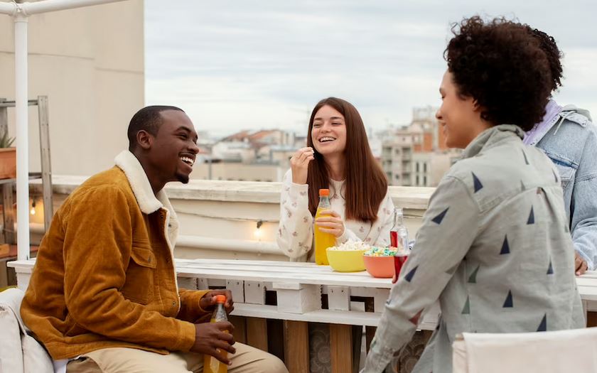  happy people with drinks