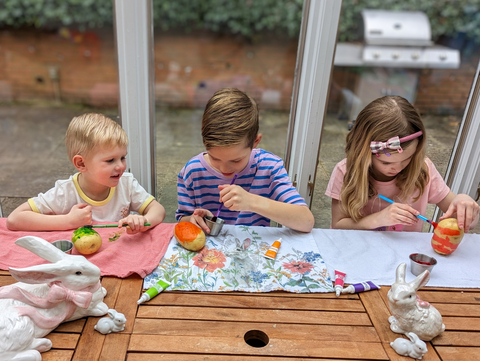 Painting Easter potatoes