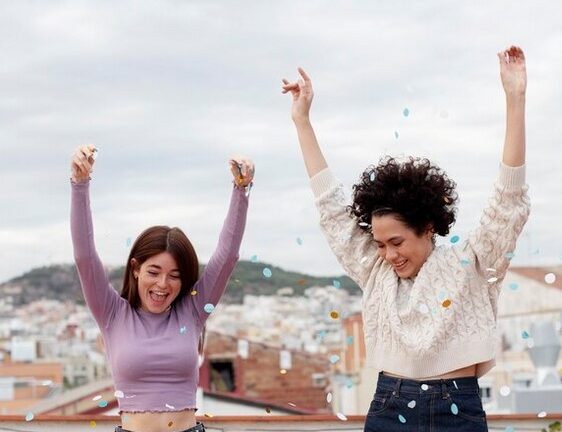 happy women partying