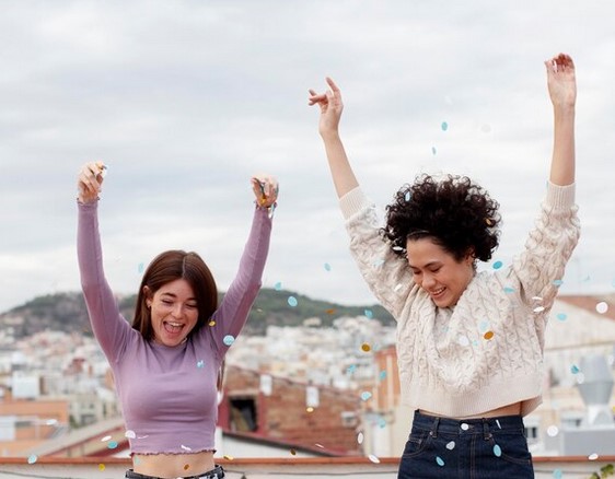 happy women partying