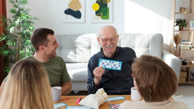 People playing bingo together