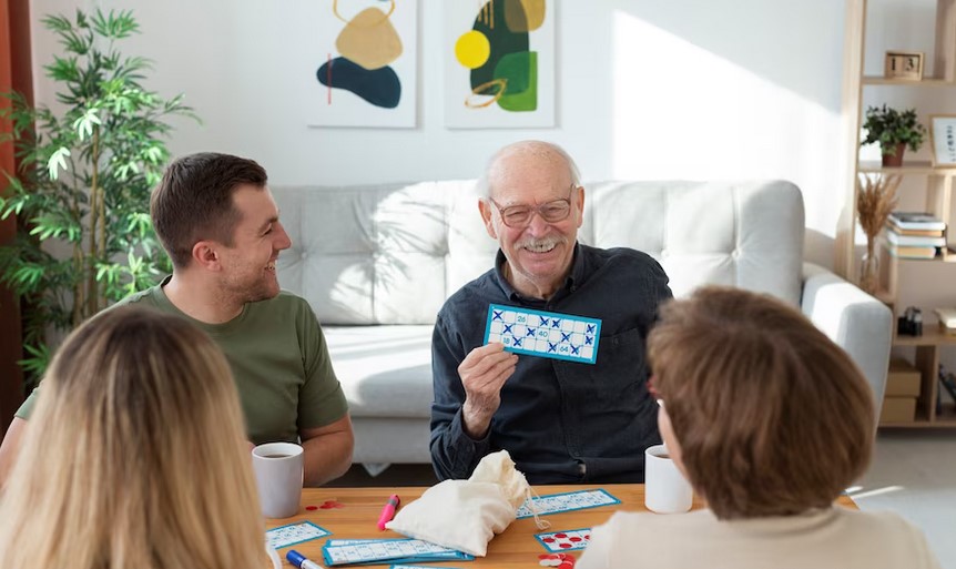 People playing bingo together