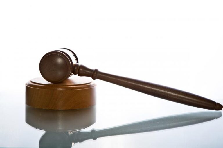 Law gavel with reflection