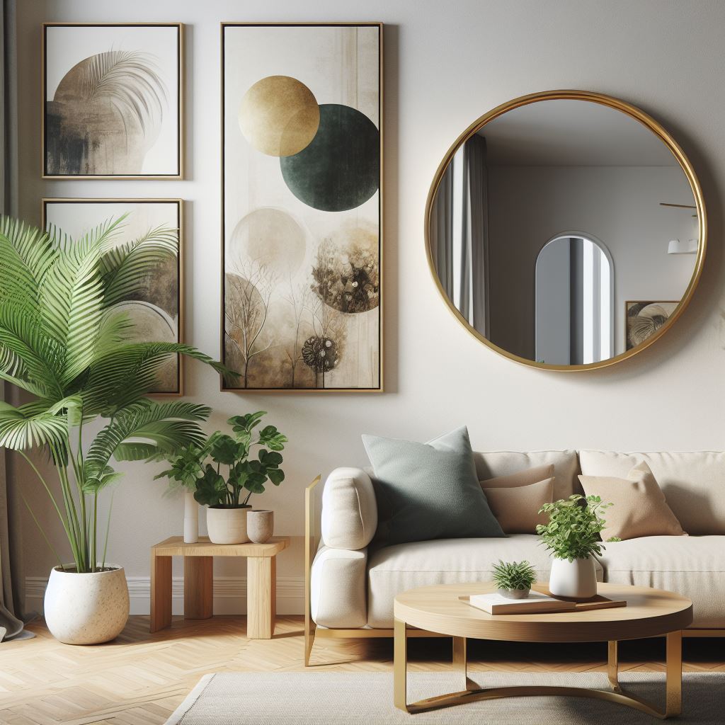 Mirror on wall in living room