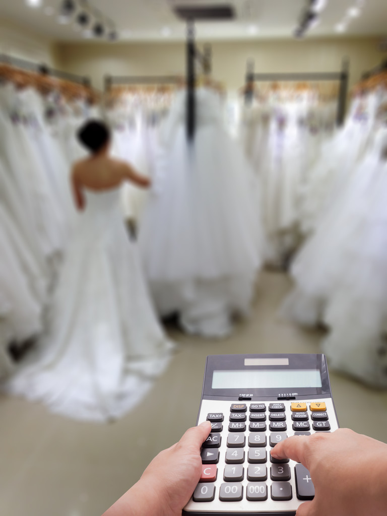 Wedding cost concept by calculator 
