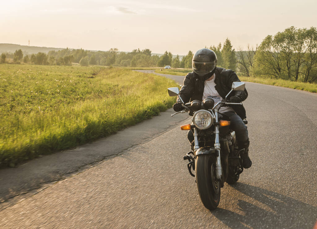 Bearded biker in sunglasses