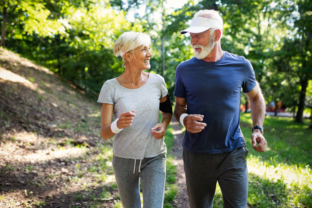 Senior couple jogging