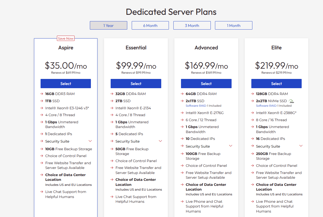 Dedicated Server Plans