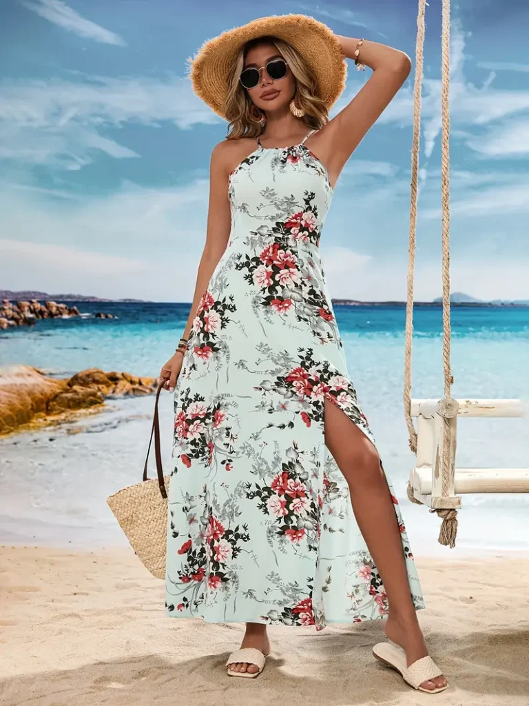 beach flower maxi dress
