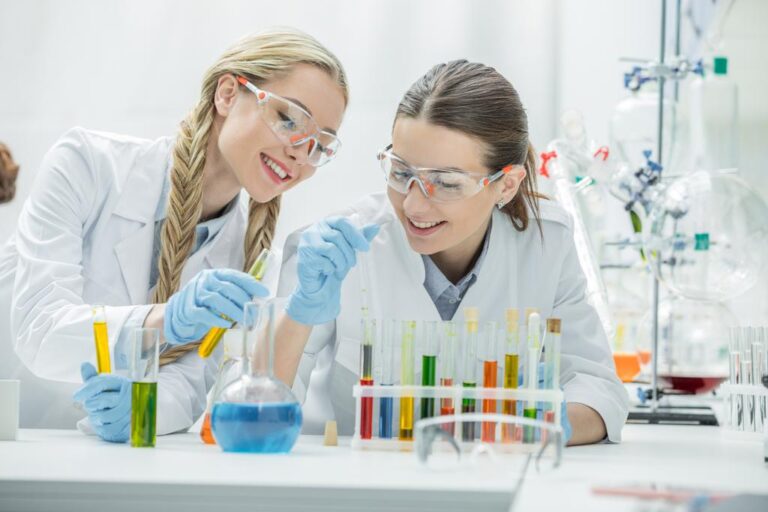 Two young female scientists