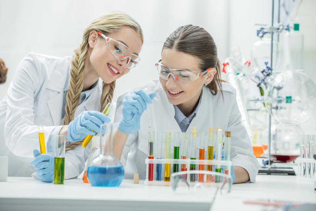 Two young female scientists
