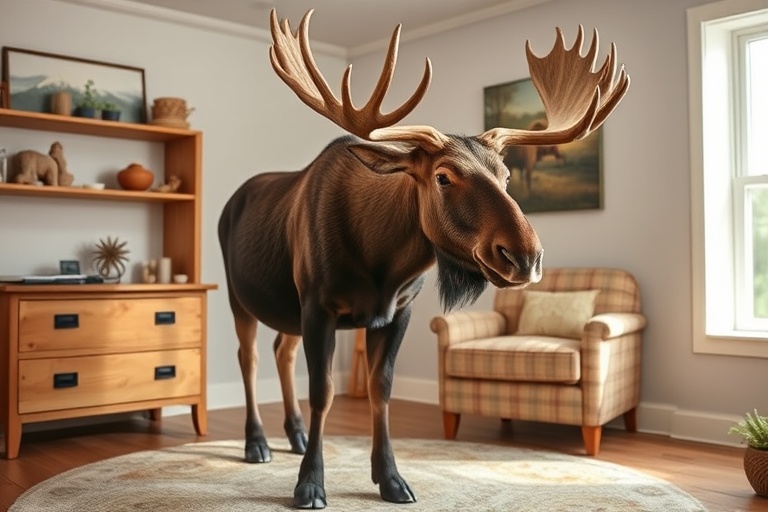 Moose in a room