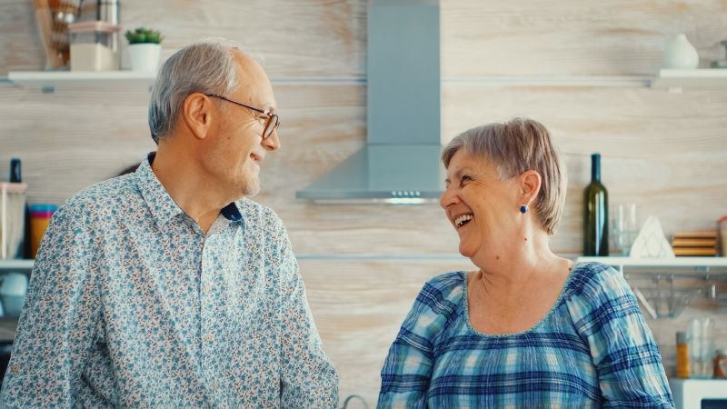Senior couple laughing