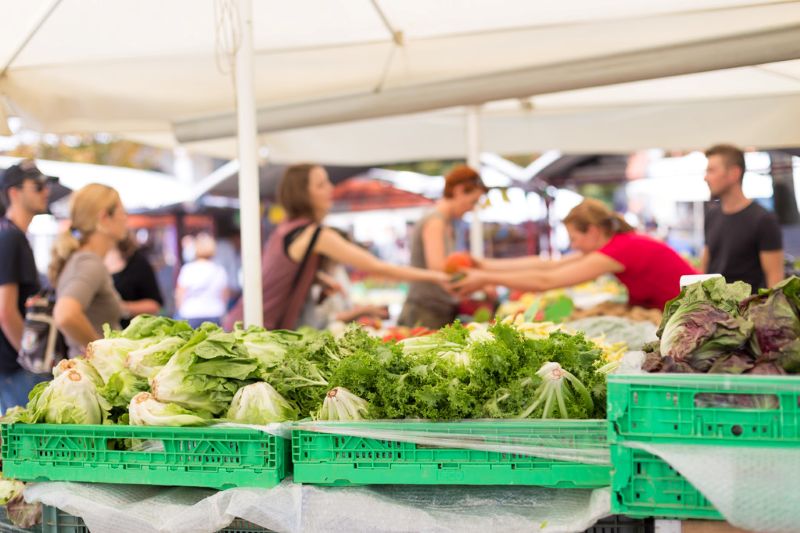 Farmers food market stall
