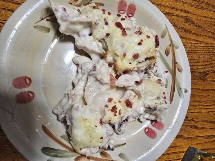 Chicken Alfredo Pierogi Casserole