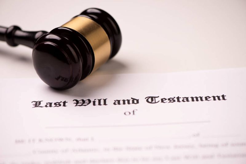 Last will and testament form with gavel Last will and testament form with gavel