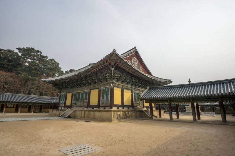 Museoljeon hallways and main courtyard in bulguksa temple