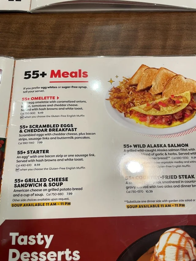 55-plus breakfast deal at Denny's