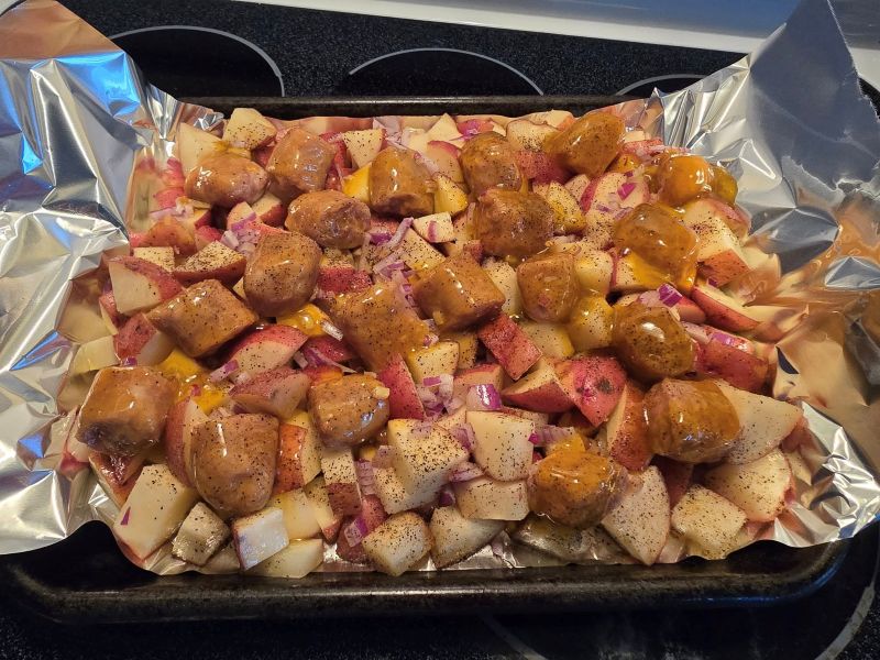 The Ultimate Honey Garlic Sausage Sheet Pan Dinner