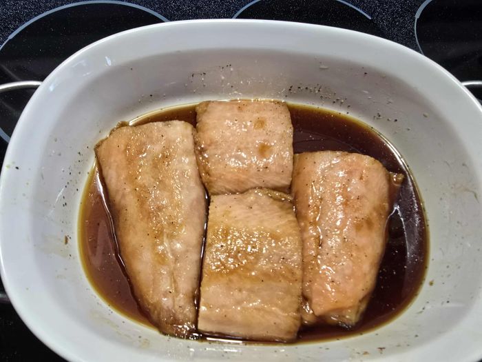 Maple Glazed Salmon with Boursin Maple Apple Topping