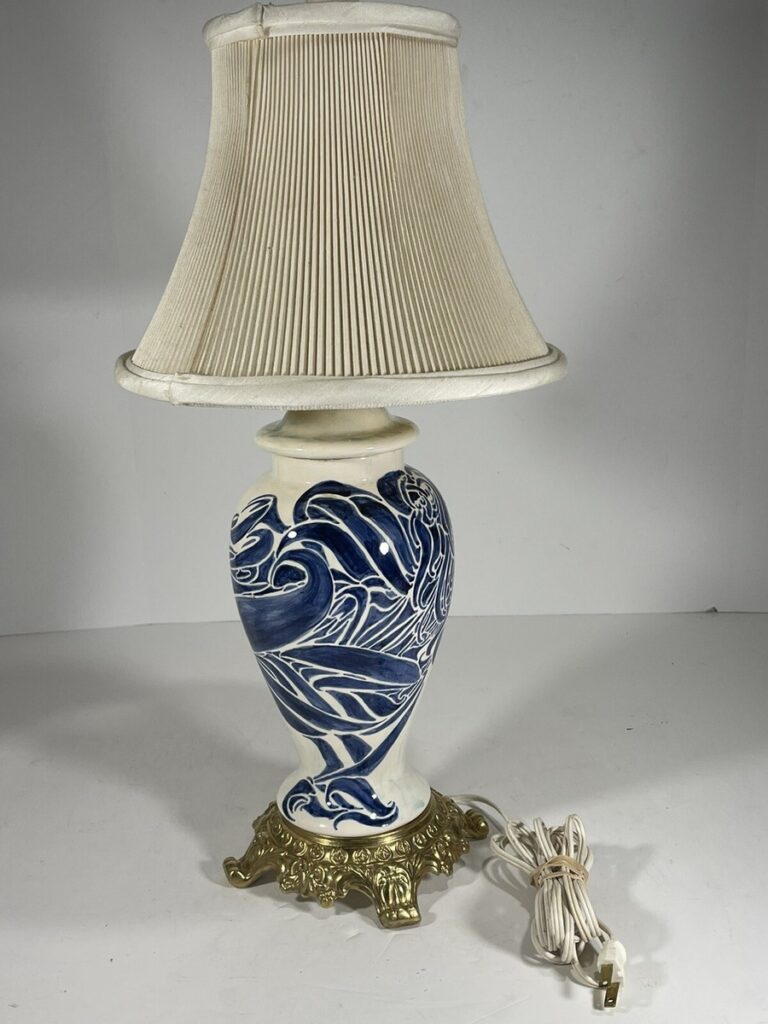 blue ceramic lamp
