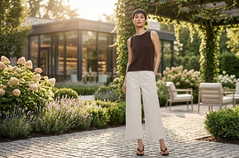 Lightweight White Wide-Leg Summer Pants