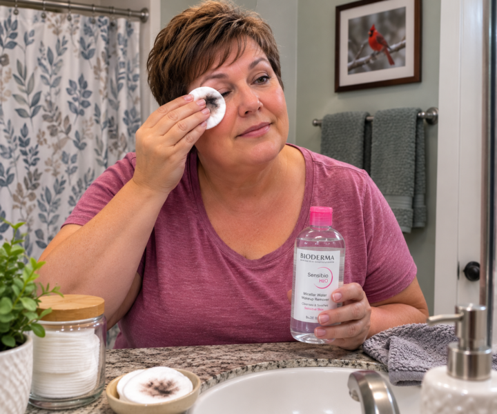Relaxed makeup removal moment in the bathroom Barrier Repair Skincare: Heal Your Skin Barrier
