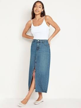 Old Navy High Waisted Denim Maxi Skirt Old Navy High Waisted Denim Maxi Skirt