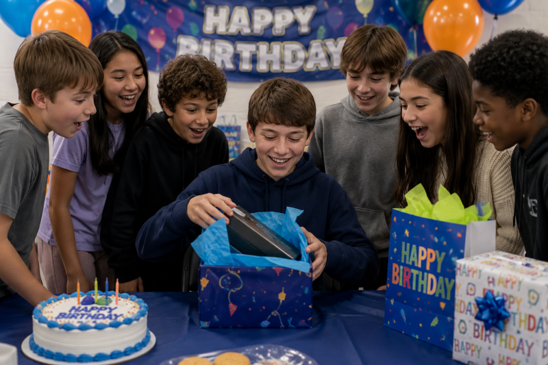 Birthday fun with gifts and smiles