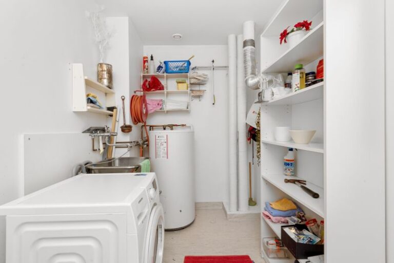Laundry room with a water heater