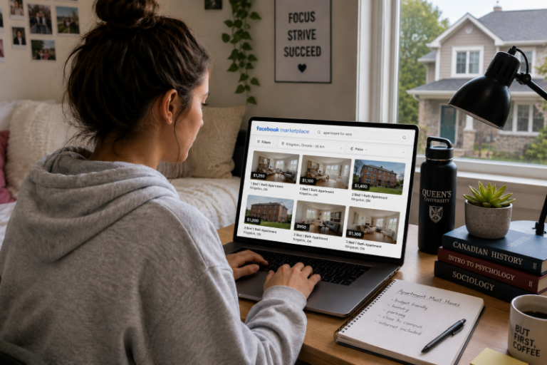 Student Browsing Kingston Apartments