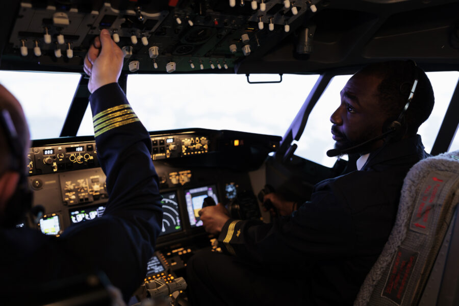 Want to Be a Pilot? Make Sure You Know the Basicscockpit fly airplane pushing power switch dashboard command buttons takeoff international airways service with aircrew cabin edited